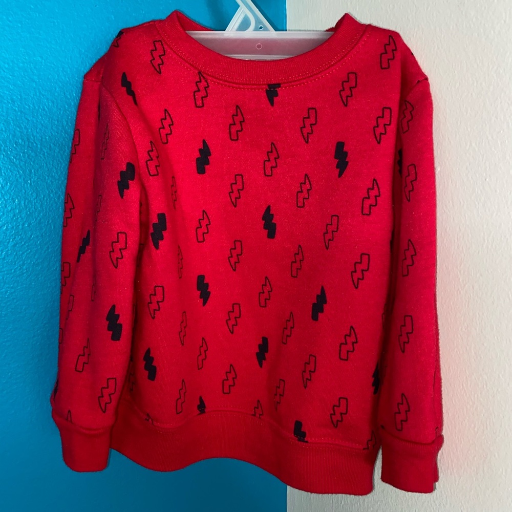 Red 18m Sweatshirt with lightning bolt decals
